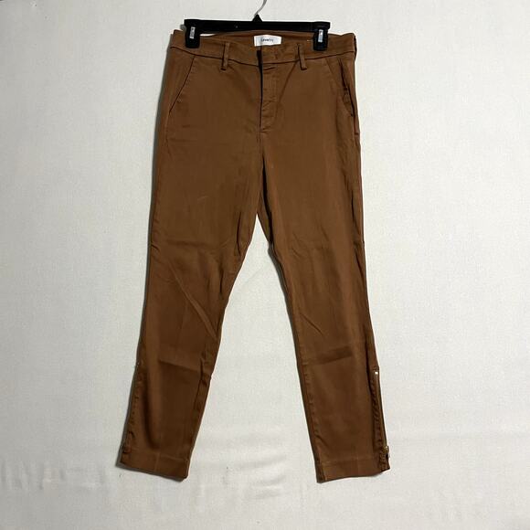Level 99 Petite The Crop Chino Pants Brown Ankle Zip Trousers - Size 27P - Picture 2 of 9